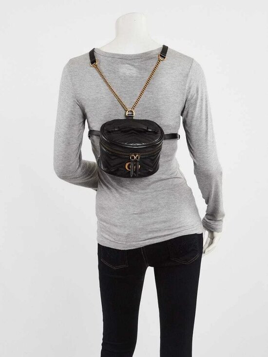 Gucci Black Quilted Leather Marmont Mini Round Backpack Bag main image 10